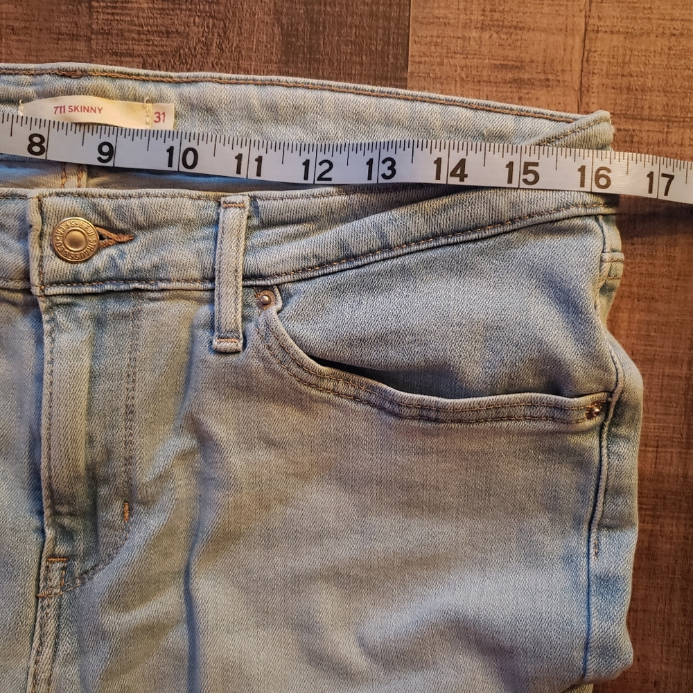 Levi Strauss 711 Skinny Womens Juniors Light Wash Stretch Levi's Jeans 32x28 EUC - Picture 8 of 9